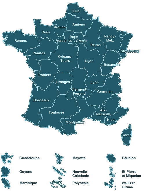 Carte des académies